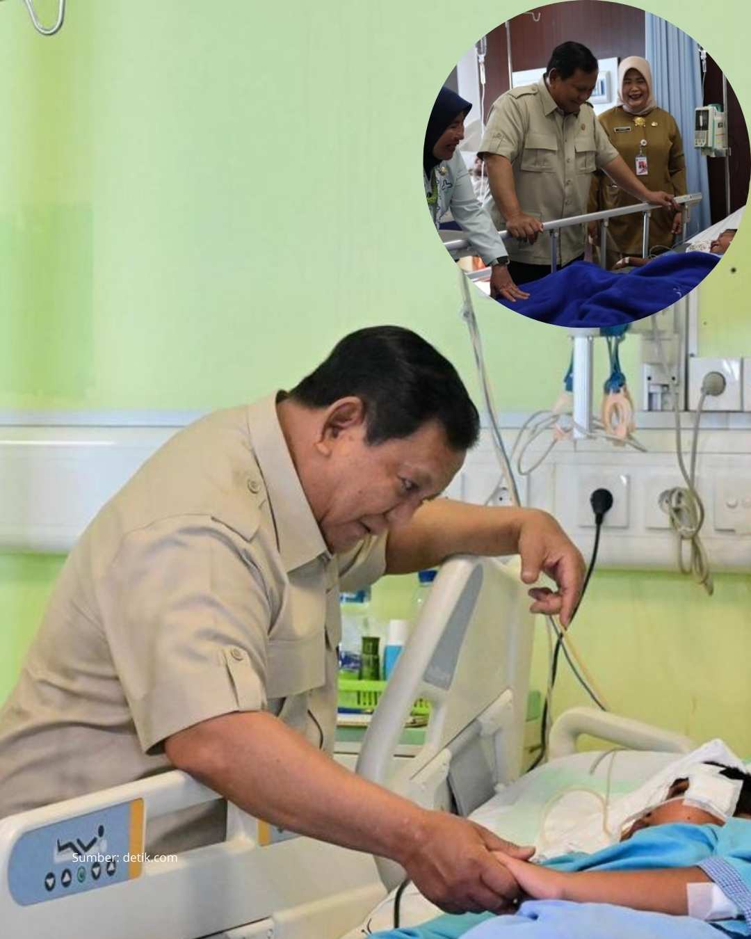 Presiden Prabowo Subianto menjenguk siswa Yang di Tabrak Mobil MBG