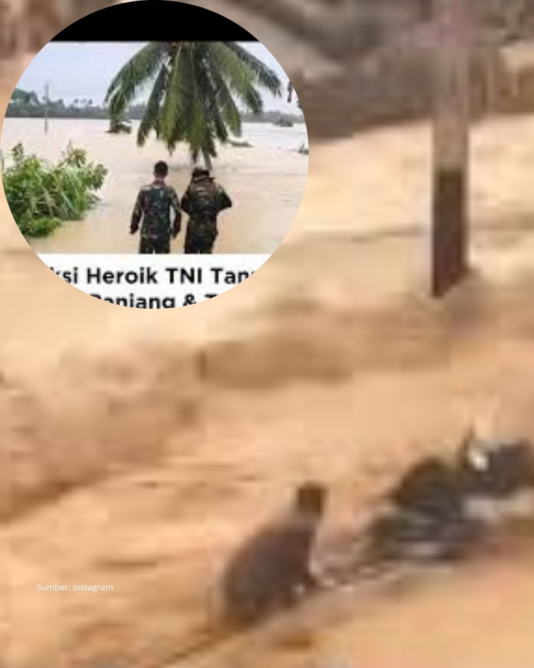 Aksi Heroik Anggota TNI Menyelamatkan Warga yang terseret Arus Banjir Bandang