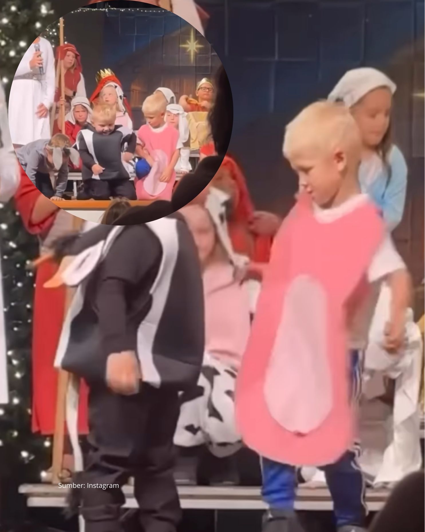 Momen Kocak Dua aksi Bocah Adu gulat di Tengah-Tengah Drama Natal Logandale Nevada