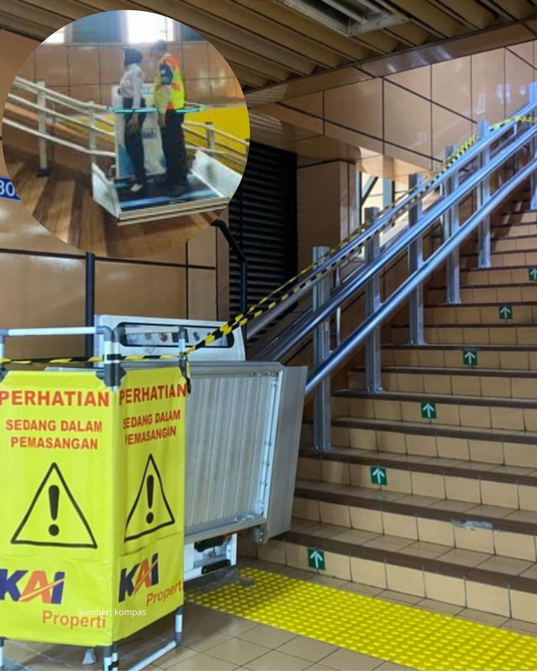 Fasilitas Lift Platform khusus Disabilitas Stasiun Cikini Siap di Gunakan