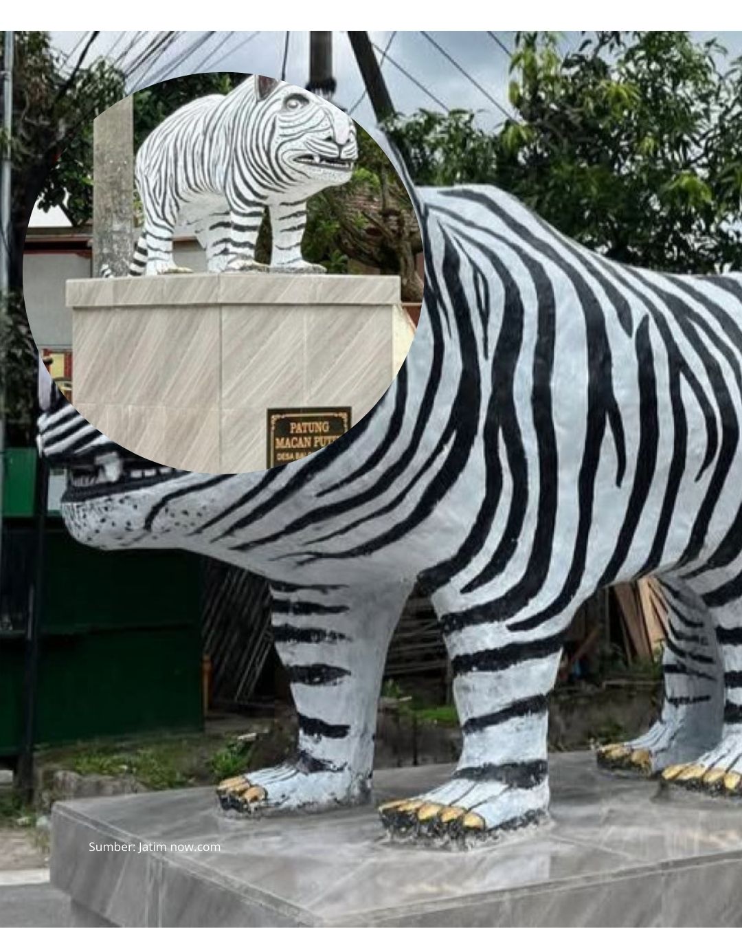 Viral: Kediri Memiliki Patung Macan Putih di Yang Unik.
