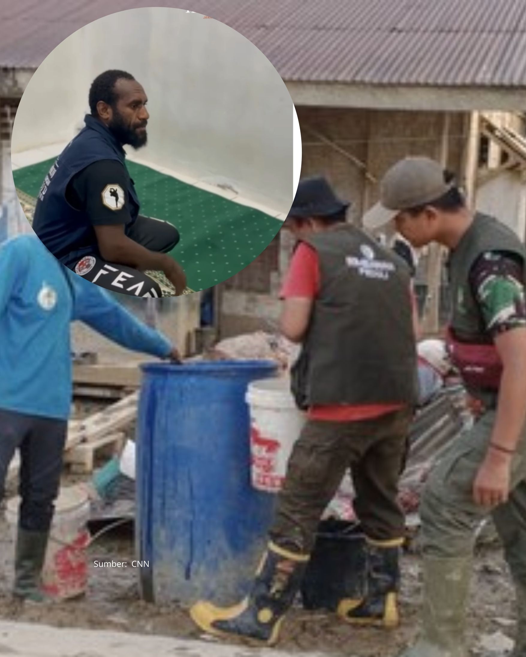 Ikhsan Lani Atlet MMA Asal Papua Menunjukkan Solidaritas Tinggi Membantu Warga Bencana Banjir Lumpur di Aceh