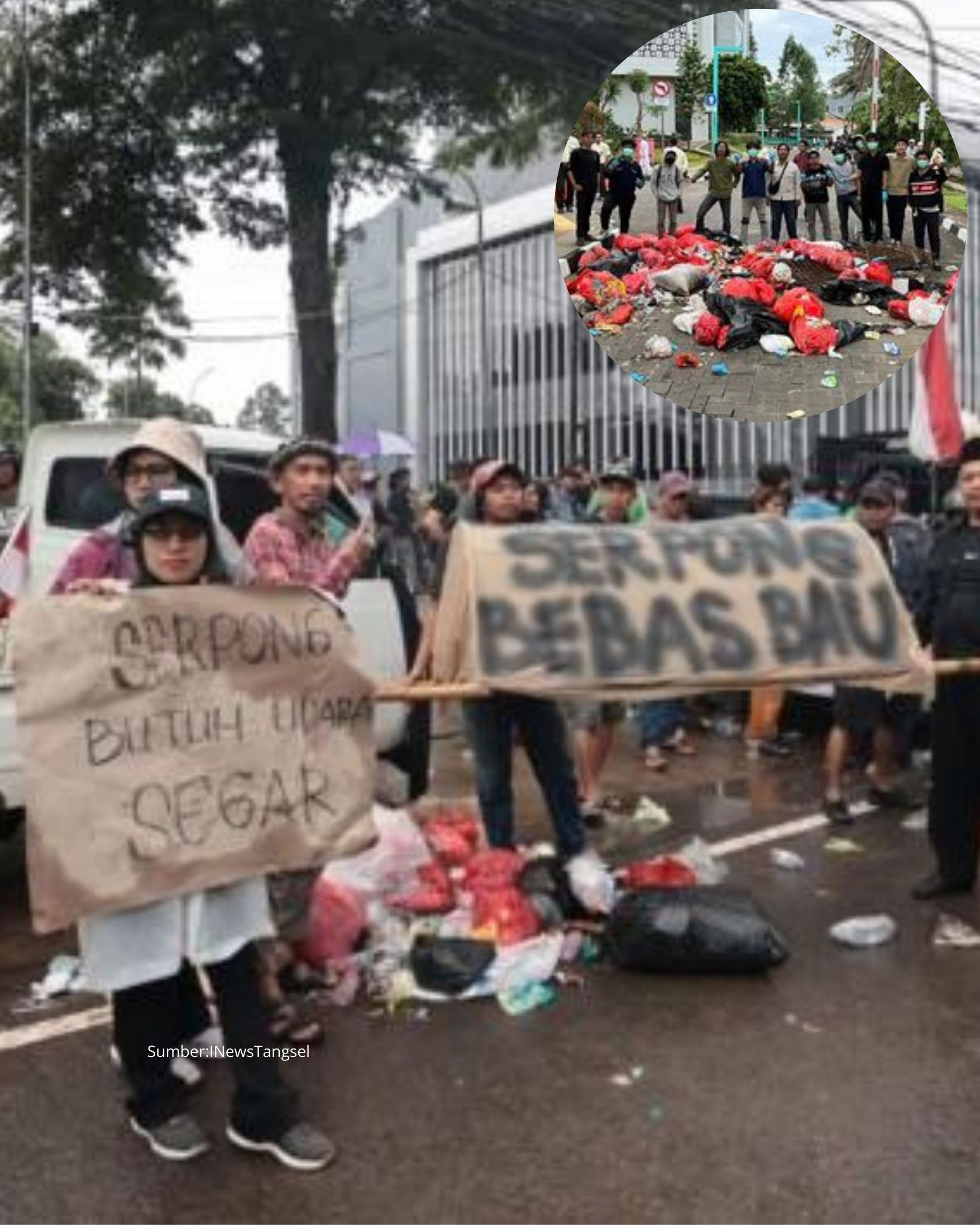 Aksi Mahasiswa UMJ Membuang Sampah di Kantor Wali Kota Tangerang Selatan Sebagai Simbolik Krisis Sampah
