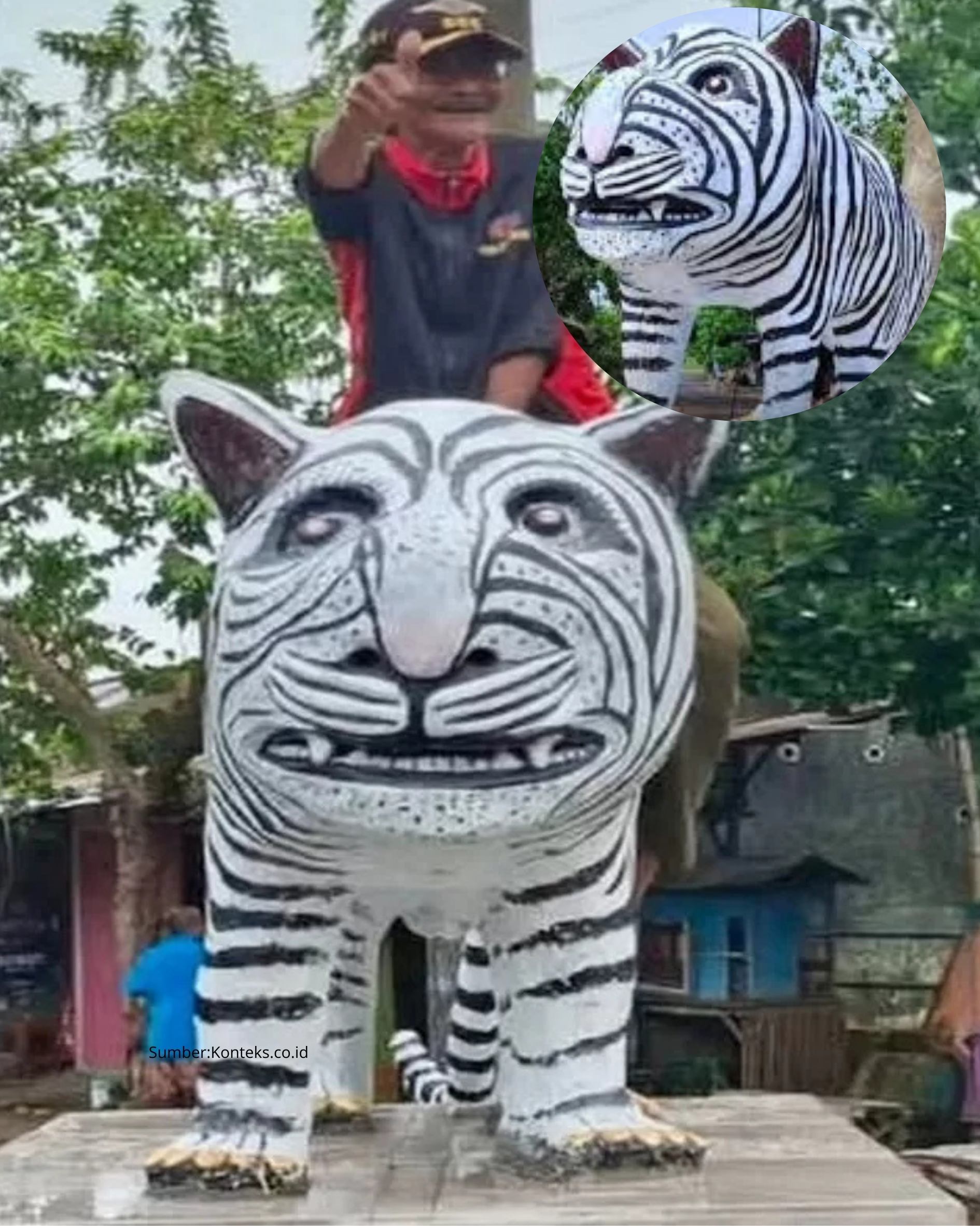Ini Alasan di Balik Viral nya Patung Macan Putih di Kediri