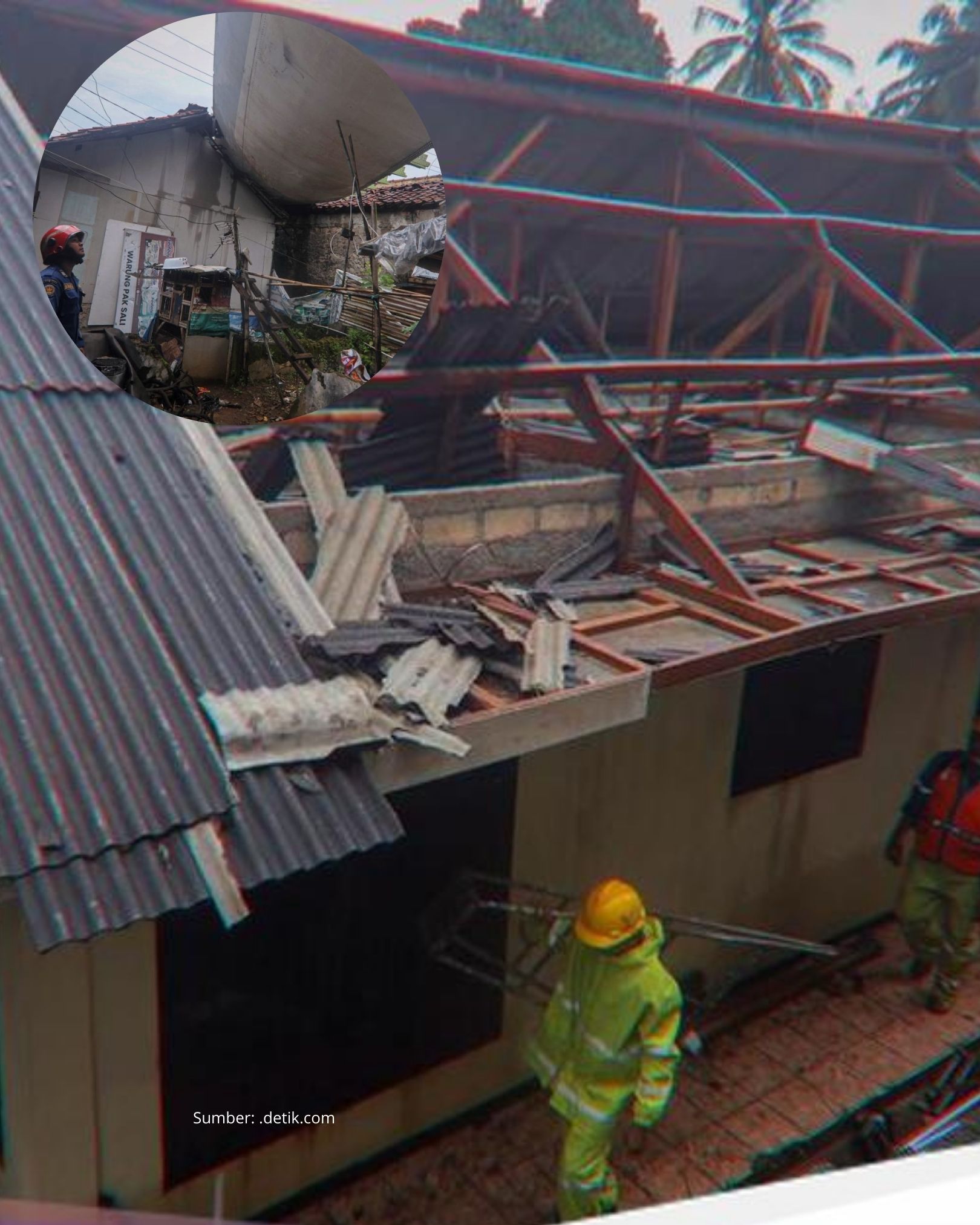 55 Rumah Di Bogor Terhempas Angin Puting Beliung dan Tertimpa Sayap Pesawat