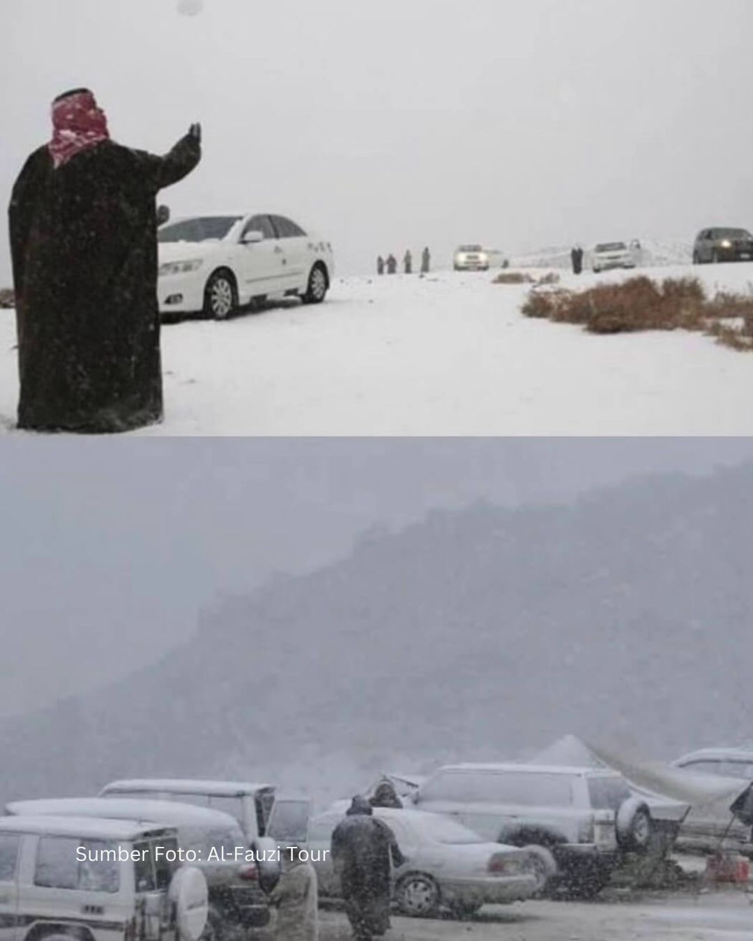 Momen Langka! Arab Saudi Diguyur Hujan Salju