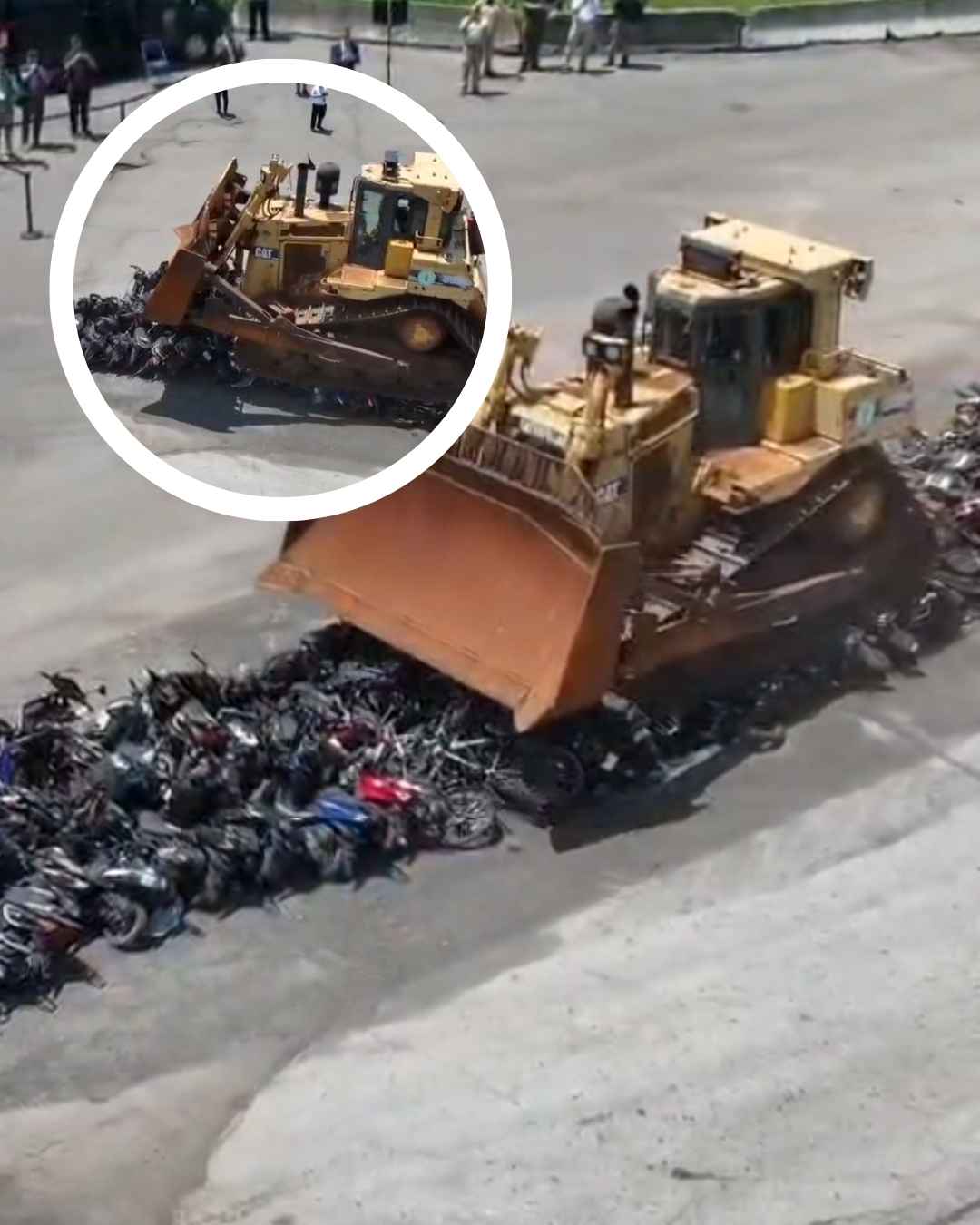 Ratusan Motor ini Digilas dengan Alat Berat, Ngilu!