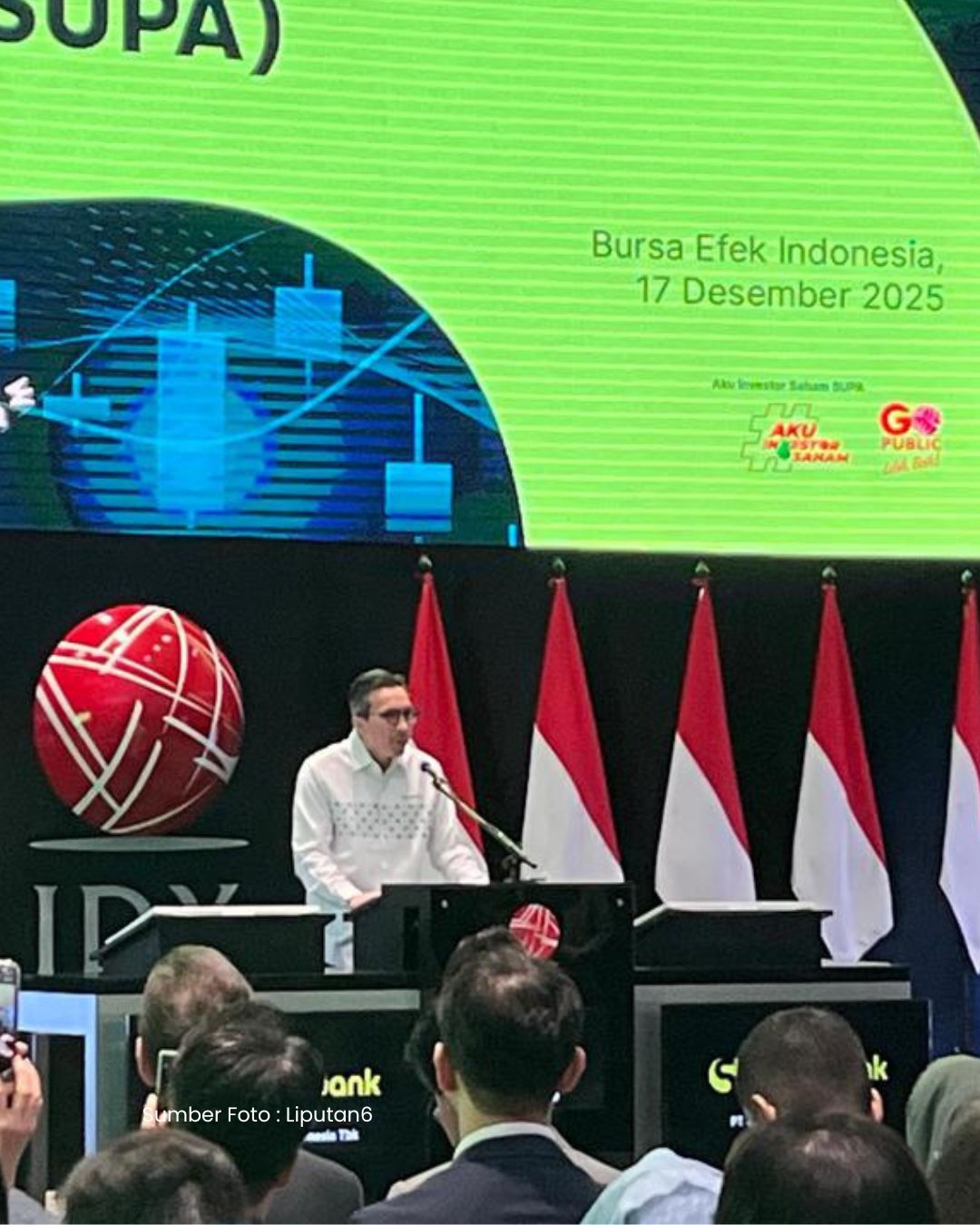 PT Super Bank Indonesia Tbk (SUPA) atau Superbank Resmi Mencatatkan Saham Perdananya di Bursa Efek Indonesia (BEI) Pada 17 Desember 2025.