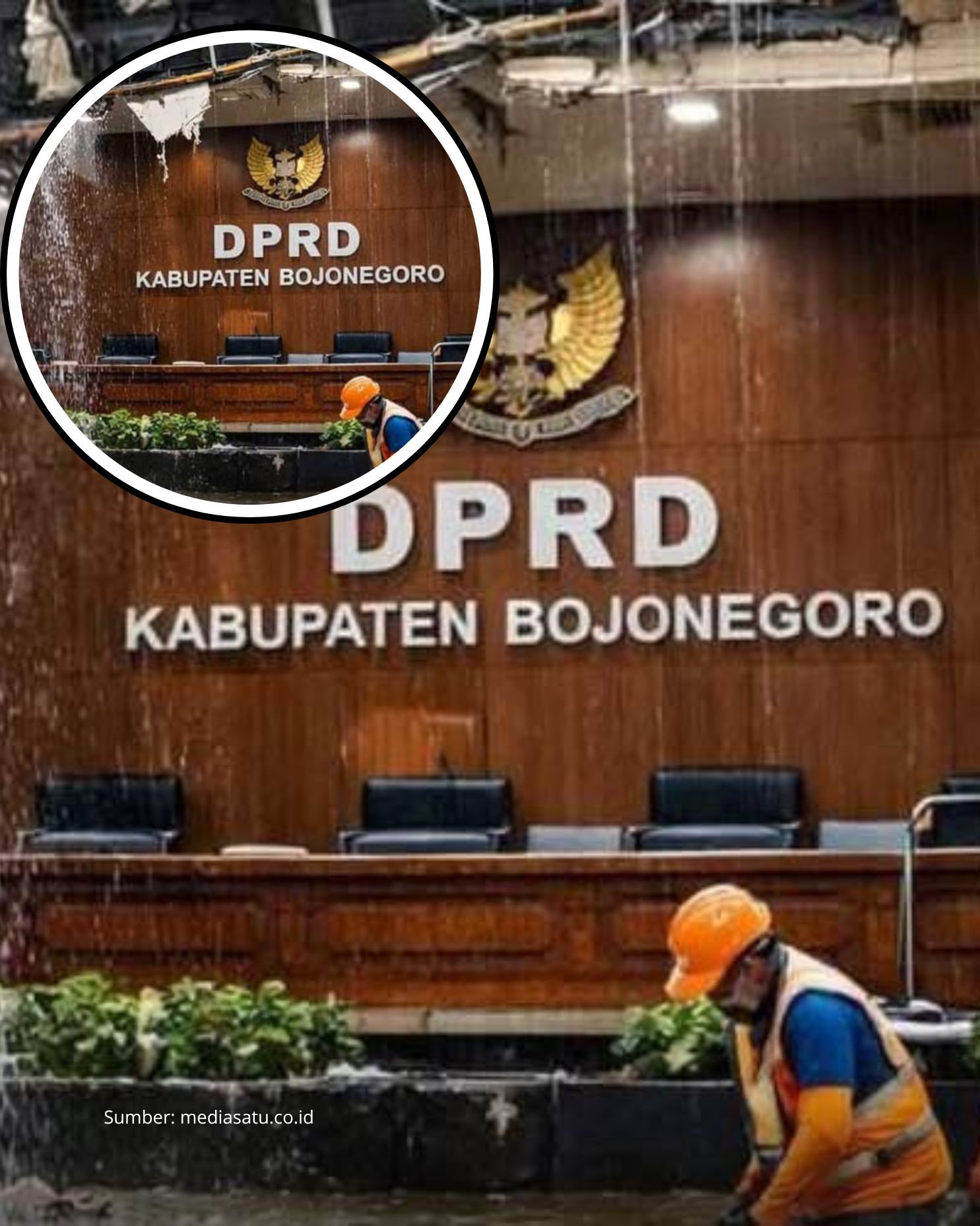 Baru Diresmikan 2023 Gedung DPRD Bojonegoro Ambruk Dibangun Dengan Dana APBN Rp77,8 miliar