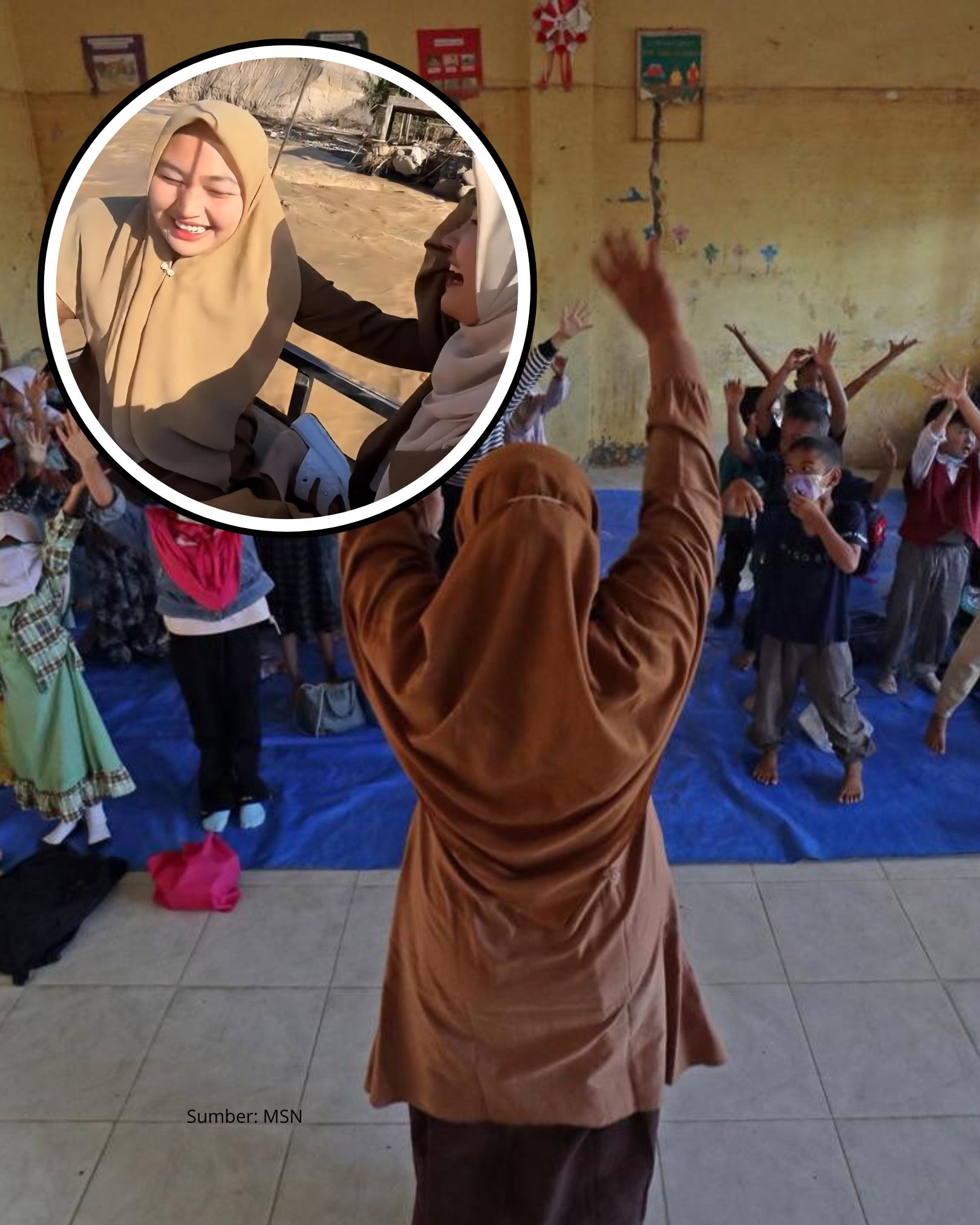 Guru di Aceh Tengah Seberangi Sungai demi Mengajar Pada hari Pertama Sekolah Pasca Banjir