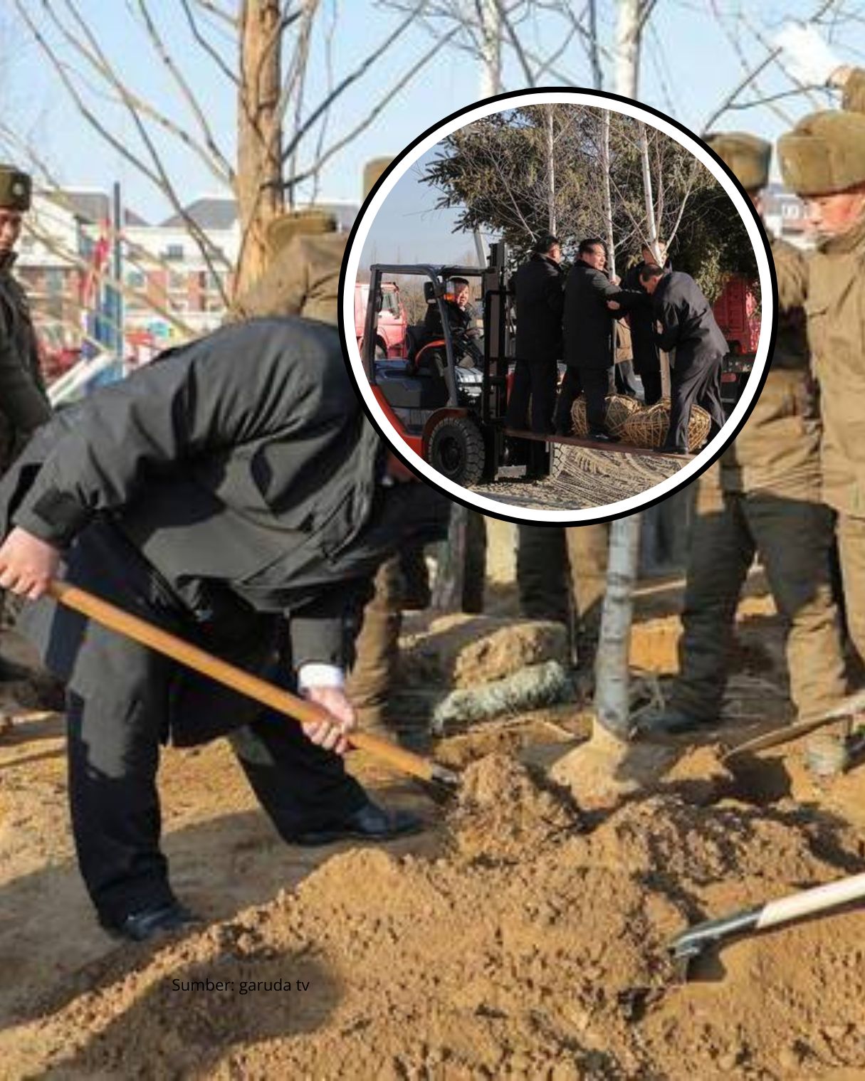 Momen Kim Jong Un Kerja Bakti Bikin Monumen