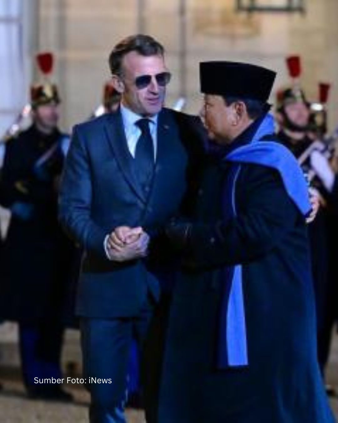 Prosesi Khidmat, Macron Sambut Prabowo di Élysée