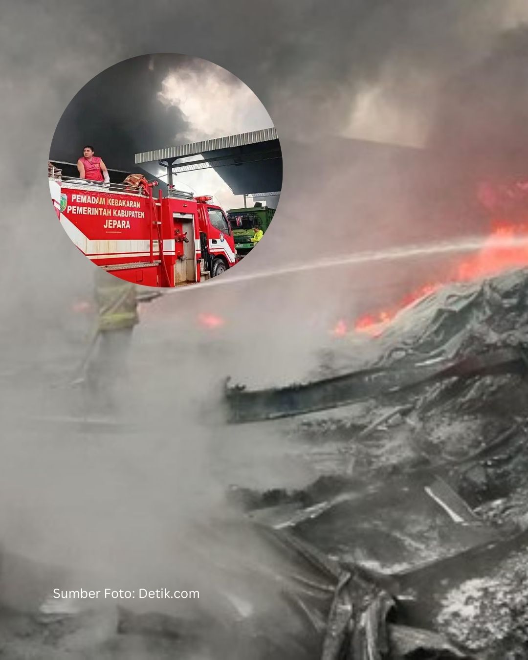 Pabrik Busa di Jepara Ludes Terbakar Diduga Sambaran Petir