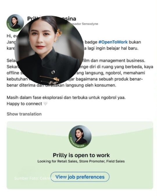 Mundur dari Kursi Direktur, Prilly Latuconsina Siap Kerja Part-Time Hingga Freelance
