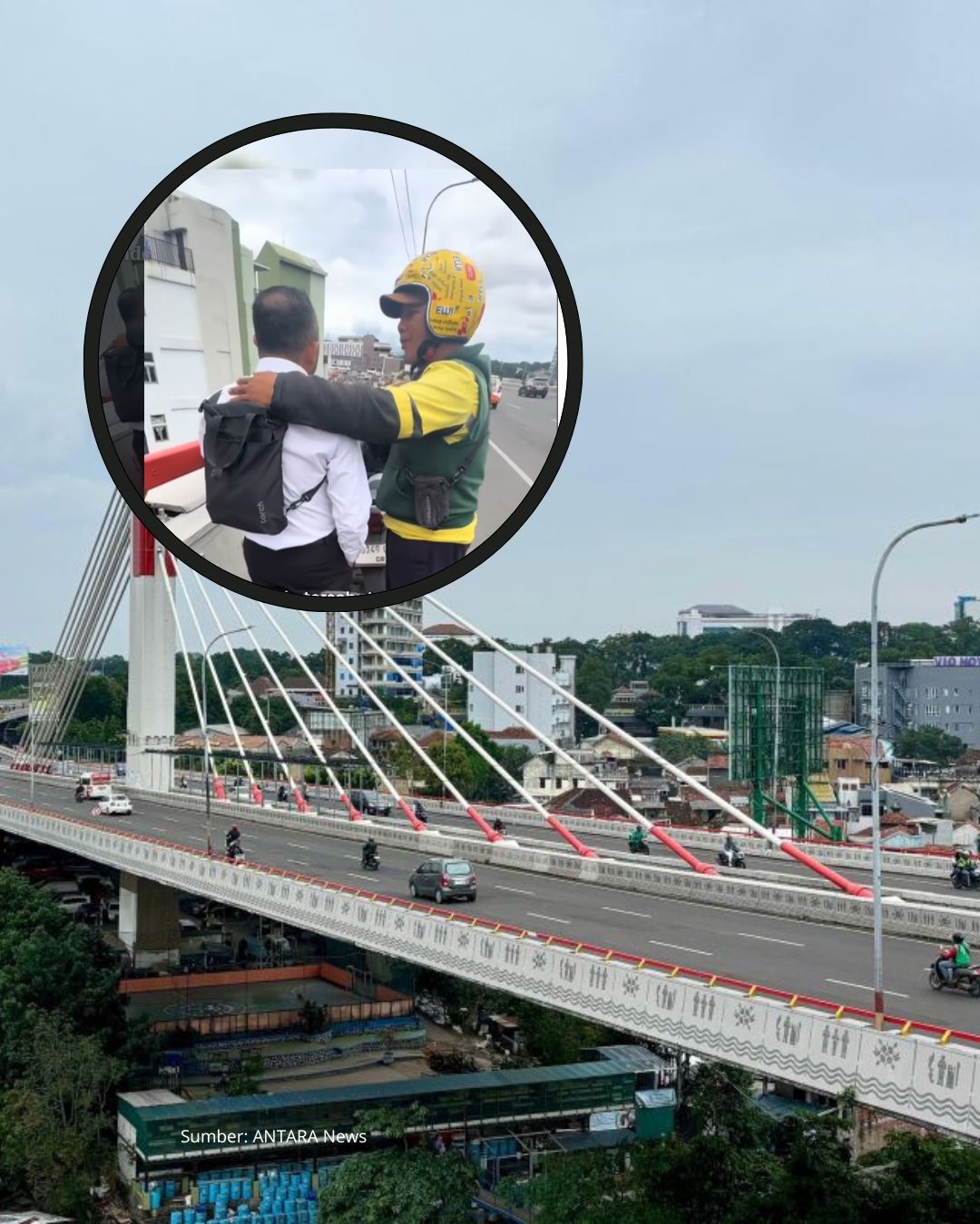 Pemotor Gagalkan Bunuh Diri di Flyover Pasupati Viral