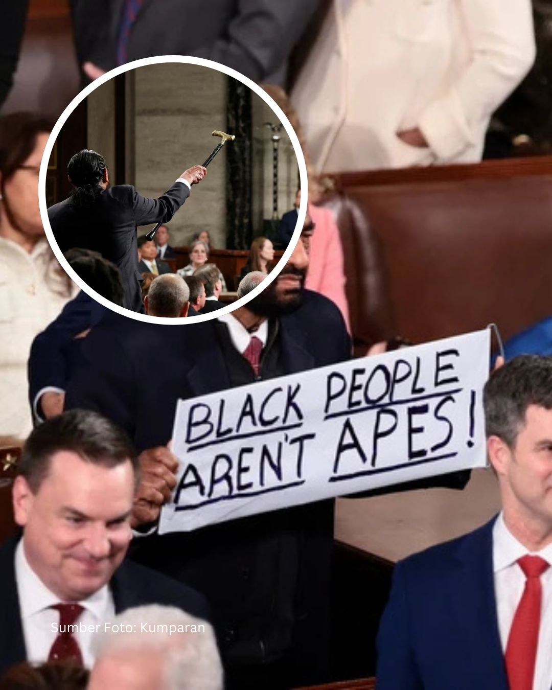 Poster 'Black People Aren’t Apes!' Guncang Sidang Kongres