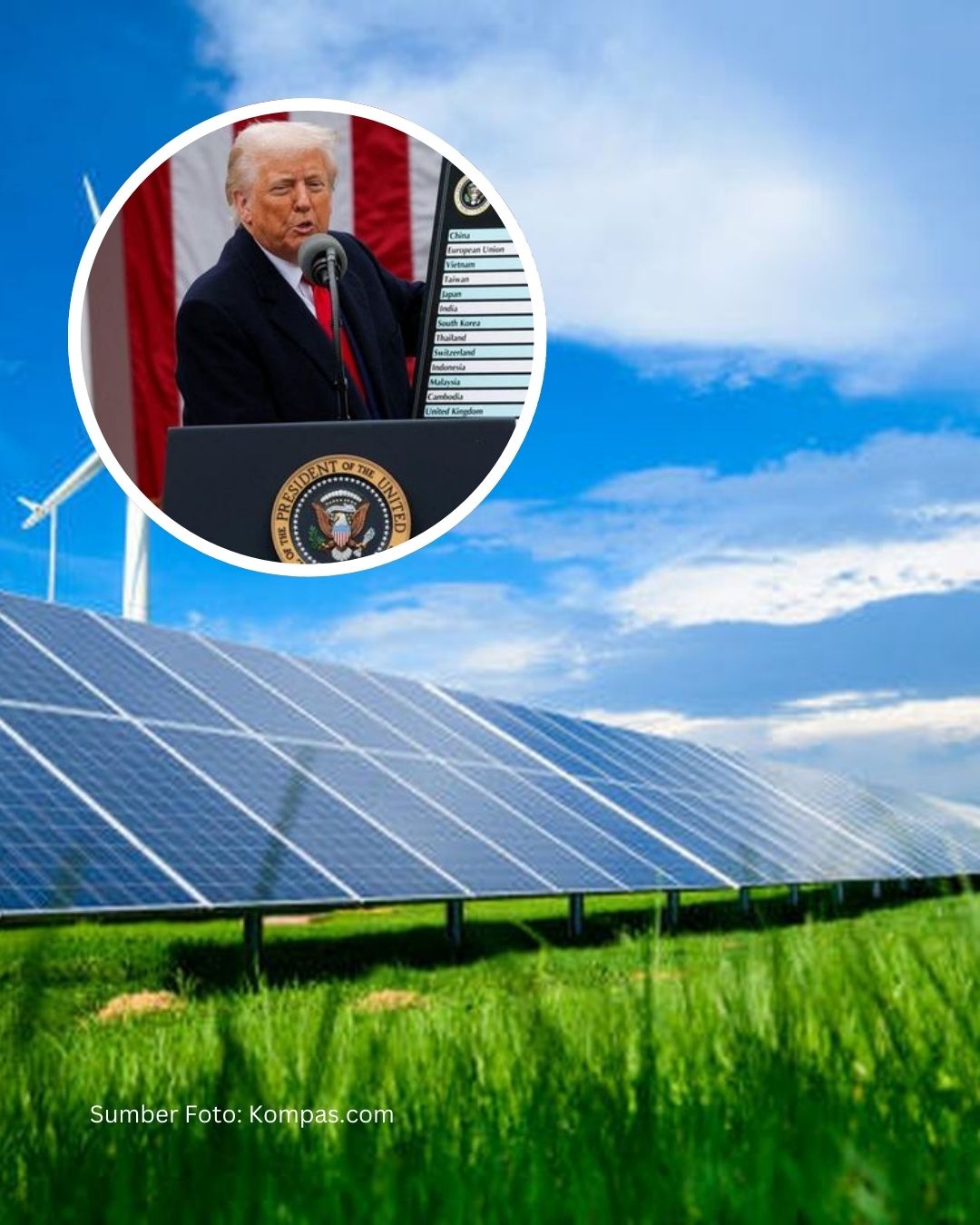 Trump Gebuk Indonesia: Tarif Impor Panel Surya RI Capai 104%, Eksportir Panik!