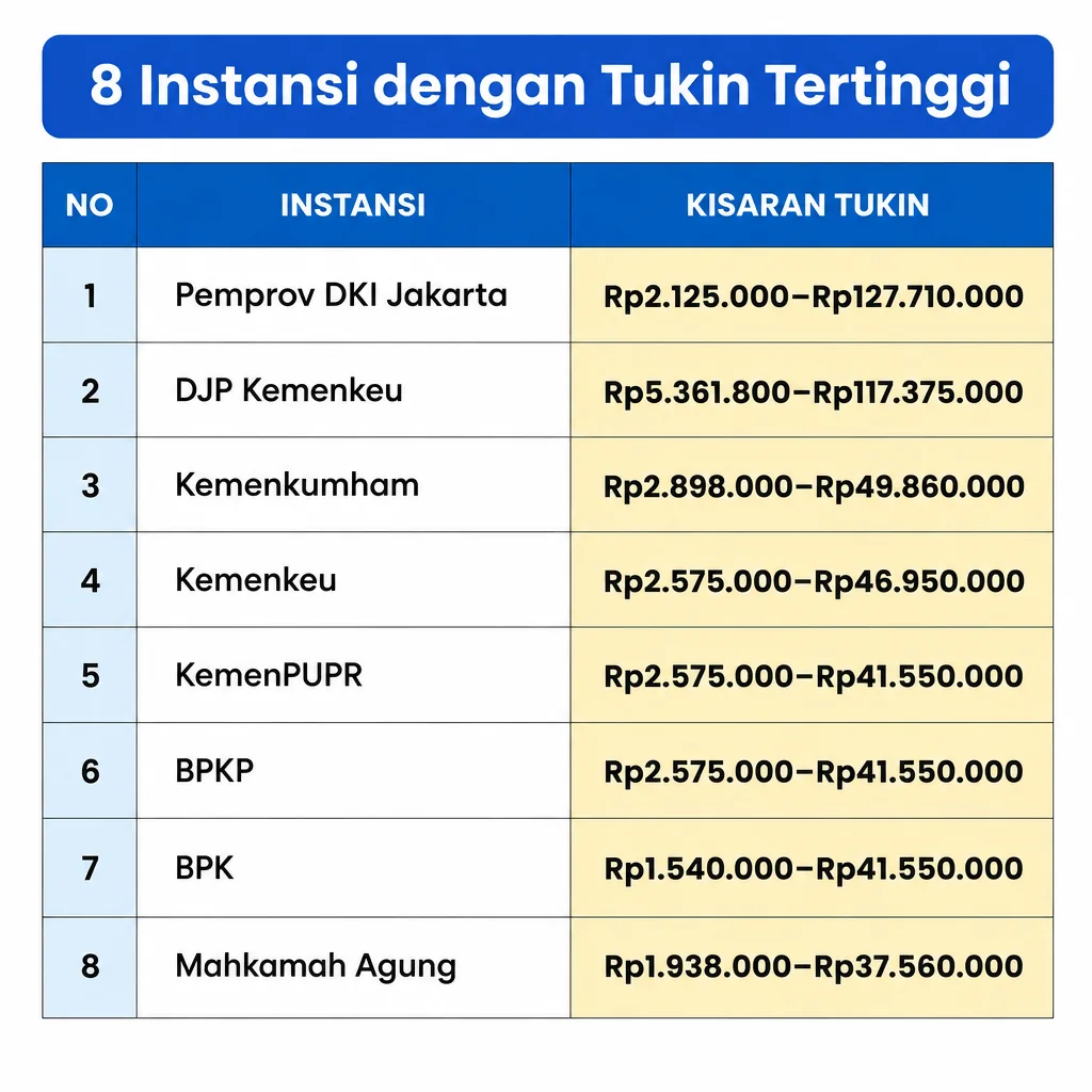 8 Instansi dengan Tukin Tertinggi