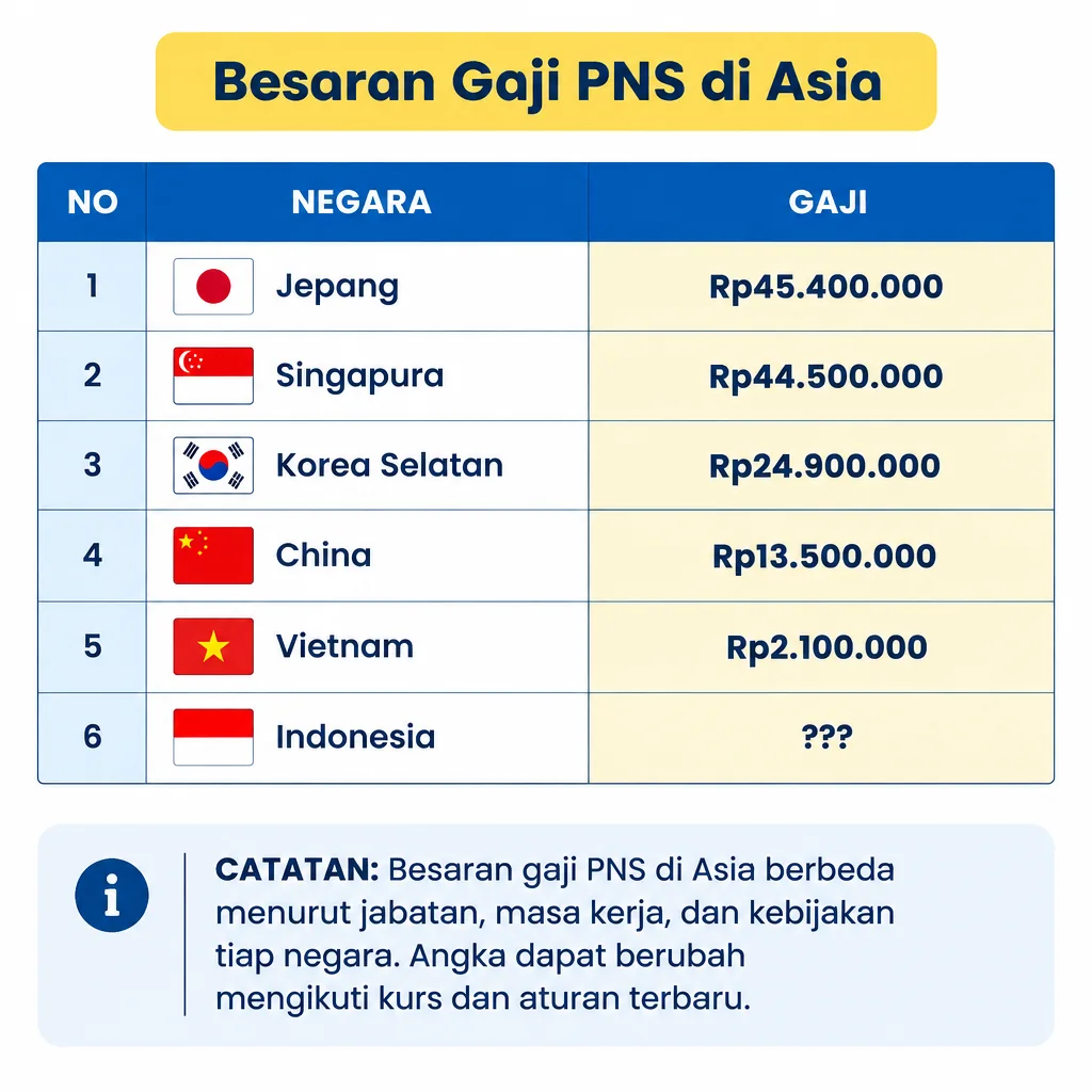 Kisaran Gaji PNS di Asia
