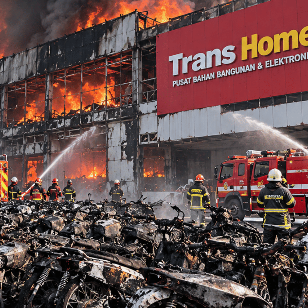 Kebakaran Hebat Trans Home Sleman, Sekitar 100 Motor Karyawan Hangus dan 2 Orang Tew*s