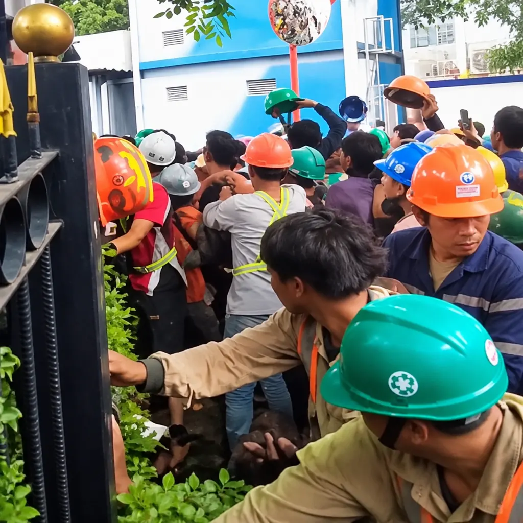 Puluhan pekerja mengusir Satpol PP Puluhan pekerja mengusir Satpol PP