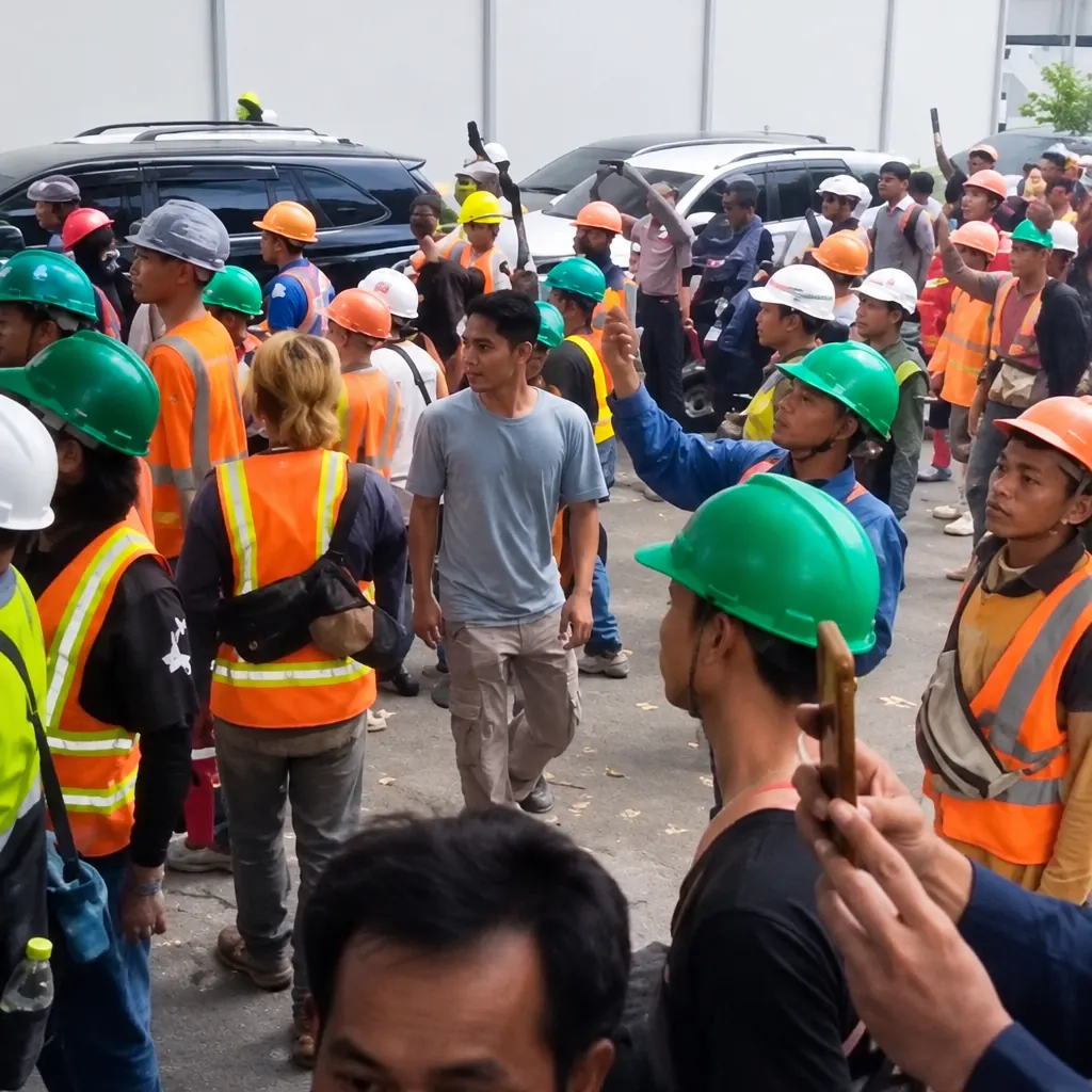 Puluhan pekerja mengusir Satpol PP Puluhan pekerja mengusir Satpol PP