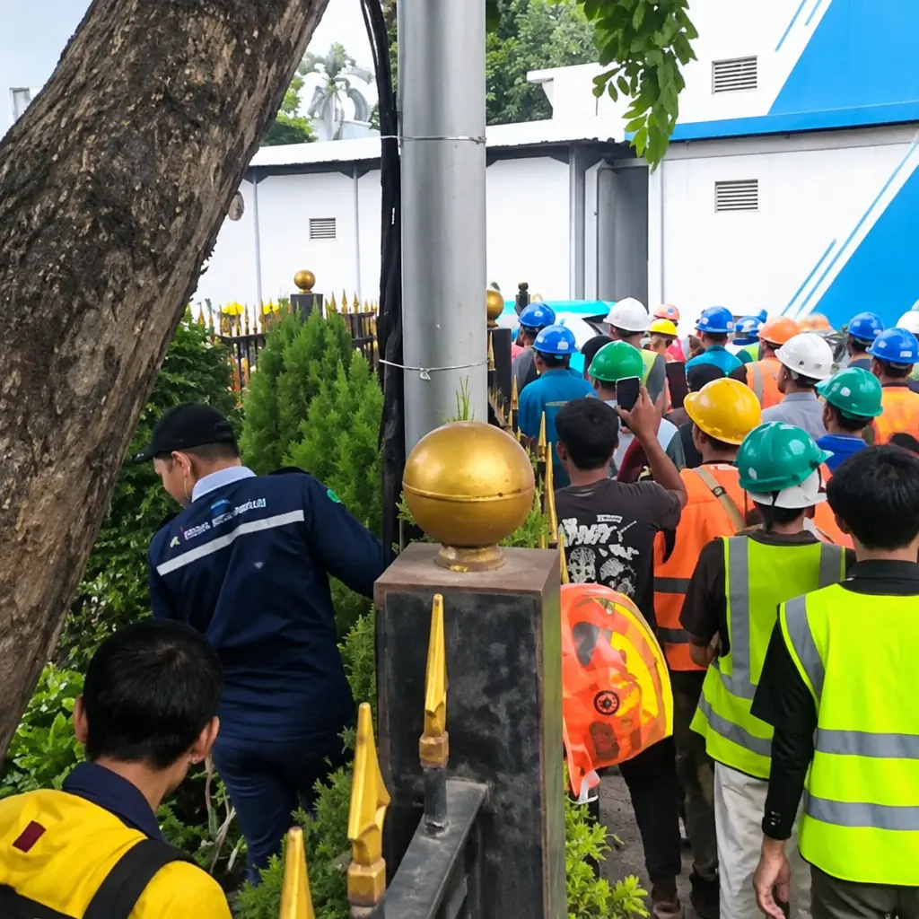 Puluhan pekerja mengusir Satpol PP Puluhan pekerja mengusir Satpol PP