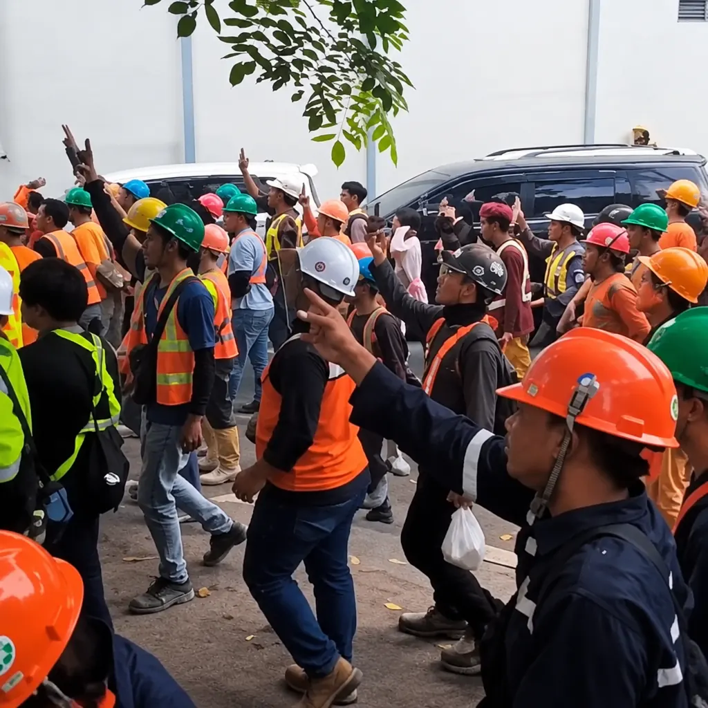 Puluhan pekerja mengusir Satpol PP Puluhan pekerja mengusir Satpol PP