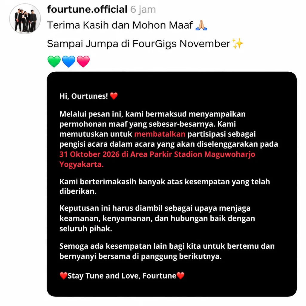 Terima Kasih dan Mohon Maaf. Sampai Jumpa di FourGigs November Terima Kasih dan Mohon Maaf. Sampai Jumpa di FourGigs November
